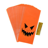 Xpoko 50Pcs 12x27cm Halloween Plastic Candy Cookies Bag Snack Gift Wrap Bag Pumpkin Ghost Happy Halloween Party Decorations Kids Gifts