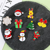 Xpoko Christmas Gifts Cute Cartoon Christmas Series Brooches for Women Girls Metal Enamel Elk Santa Claus Snowman Pin Backpack Badge Jewelry Xmas Gift