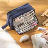 Xpoko back to school Large Capacity Pencil Case Simple Solid Color Stationery Box Double Layer Multifunctional Pen Pouch Students School Supplies