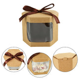 Xpoko 5Pcs Kraft Paper Gift Box With Bow Ribbon Transparent Window Cake Packaging Box Birthday Wedding Party Decorations