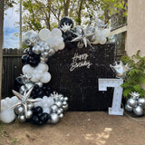 Xpoko 102pcs black silver balloon kit. Silver paper balloon Birthday Graduations Engagements retirements anniversary party decorations