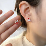 Xpoko Christmas Gifts 4 Pcs/set Cute Small Enamel Christmas Earrings for Women Trendy Santa Claus Elk Xmas Tree Stud Earrings Girls Party Jewelry Gift