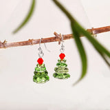 Xpoko Creative Crystal Christmas Tree Earrings for Women Fashion White Snowman Drop Earring Girls Festival Party Jewelry Accessories