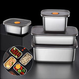 Xpoko 250ML/600ML/1000ML 304 Stainless Steel Bento Lunch Box With Lid Food Containers Fresh-keeping Box Home Leak-Proof Storage Box