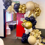 Xpoko Navy Blue Balloon Arch Garland Kit White Sand Metallic Gold Balloons Wedding Decor Graduation Birthday Party Decoration Supplies