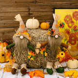 Xpoko Thanksgiving Gnomes, Fall Plush Autumn Vine Wreath Dwarf Doll Ornament Gnomes Decorations for Home Tiered Tray Tabletop Decor