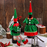 Xpoko Christmas Cute Elf Wine Bottle Cover Xmas Elf Champagne Bottle Dress Up Costume Merry Christmas Decor Happy New Year 2025