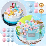 Xpoko 20Pcs Balls Cake Topper Pink Blue Gold Cake Balls Baking Decoration Birthday Wedding Anniversary Cake Picks Insert Toppers Decor