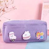 Xpoko back to school Kawaii Pencil Case Large Capacity with Animal Badge Pencil Bag Holder Box for Girls Office Student Stationery School Supplies