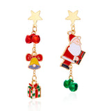 Xpoko Christmas Gifts Fashion Christmas Asymmetrical Drop Earrings for Women Santa Claus Bells Snowman Xmas Tree Boots Hat Earring Girls Party Jewelry