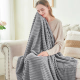 Xpoko Grey Throw Blanket for Couch 3D Ribbed Jacquard Soft Warm Decorative Fuzzy Blanket Cozy Lightweight Throw Blankets for Bed, Sofa