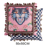 Xpoko DUNXDECO Luxury Retro Chic Pink Leopard Cushion Cover Decorative Pillow Modern Artistic High Level Sofa Chair Bed Coussin