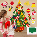 DIY Felt Christmas Tree Merry Christmas Decorations for Home 2024 Navidad Xmas Tree with Light Christmas Ornaments New Year Gift