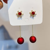 Xpoko Christmas Gifts Christmas Red Bow Drop Earring For Women Temperament Heart Flocking Bowknot Christmas Earring Girls New Year Festival Jewelry