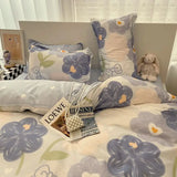 Xpoko Ins Retro Flower Bedding Set Flat Bed Sheet Pillowcase Twin Full Queen Size Bed Linen Women Girls Caramel Floral Duvet Cover Set