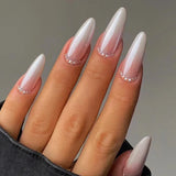 Xpoko 24Pcs detachable Long Stiletto False Nails Almond Fake Nails with gradient Design Press on fake Nails Full Cover Manicure Tips