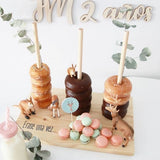 Xpoko Christmas Wood Donuts Stand Holder Sweet Cart Rustic Wedding Table Decor Doughnut Birthday Party Candy Bar Baby Shower Donut Party