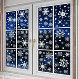 Xpoko 8pcs Christmas Wall Stickers Winter Snowflake Window Glass Electrostatic Stickers Merry Christmas Decor Happy New Year 2025