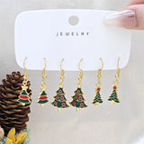 Xpoko Christmas Gifts 3 Pairs Cute Santa Claus Snowman Elk Combination Earrings for Women Enamel Cartoon Christmas Earrings Xmas New Year Jewelry Gift