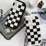 Xpoko Kawaii Checkerboard Pencil Case Large Capacity Canvas Pen Bag Fashion Stationery Box Back to Schoolfor Girls School Supplies