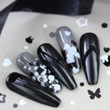 Xpoko 1Box Love Butterfly Sequins Nail Decoration Accessories Black White Mixed Flake Heart Nail Art Supplies Valentine Manicure Tips