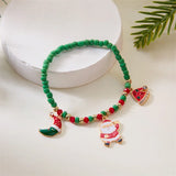 Xpoko Christmas Gifts Merry Christmas Multicolor Rice Beads Bracelet for Women Snowman Santa Claus Crutch Wreath Pendant Bracelets New Year Jewelry