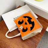 Xpoko Christmas Shoulder Bag Linen Febric Tote Bag Lady Shoulder Foldable Shopping Bag Reusable Beach Bags Halloween Christmas Decor