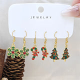 Xpoko Christmas Gifts 3 Pairs Cute Santa Claus Snowman Elk Combination Earrings for Women Enamel Cartoon Christmas Earrings Xmas New Year Jewelry Gift