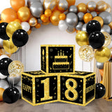 Xpoko Christmas Gold Black Birthday Number Boxes 18 30 40 50 60 Years Old Birthday Paper Boxes Decoration Adult Birthday Party Decoration