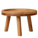 Xpoko Wooden Plant Stand Flower Pot Base Holder Stool High Stool Balcony Succulent Round Flower Shelf for Indoor Outdoor