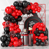 Xpoko Red Black Balloons Arch Garland Kit Graduation BBQ Casino Party Decoration Baby Shower Red Black Confetti Balloon Birthday Decor