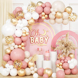 118Pcs Retro Dusty Pink Balloons Arch Kit Wedding Balloons Garland Decor Chrome Gold 1st Birthday Globos Baby Shower Party Decor