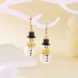 Xpoko Christmas Gifts Cute Christmas Snowman Drop Earrings for Women Fashion Shiny Crystal Snowflake Earring Girls New Year Party Jewelry Holiday Gift