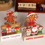 Xpoko 2025 Christmas Day Wooden Desktop Pendant Santa Claus Elk Deer Gingerbread Man Wood Table Ornament Merry Christmas Party Decor