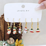 Xpoko Christmas Gifts 3 Pairs Cute Santa Claus Snowman Elk Combination Earrings for Women Enamel Cartoon Christmas Earrings Xmas New Year Jewelry Gift