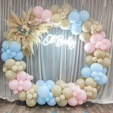 142pcs Boy Girl Balloons Garland Kit Pastel Blue Pink Balloon Arch Baby Shower Birthday Party Decor Sand White Ballon Decoration