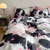 Xpoko New Zebra Bedding Set Kids Adults Twin Full Queen Bed Flat Sheet Korean Style Duvet Cover Pillowcase No Filler Stripes Bed Linen