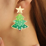 Xpoko Christmas Gifts New Fashion Acrylic Christmas Tree Earrings for Women Cute Santa Claus Snowflake Gingerbread Man Splicing Wooden Earring Jewelry