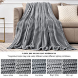 Xpoko Grey Throw Blanket for Couch 3D Ribbed Jacquard Soft Warm Decorative Fuzzy Blanket Cozy Lightweight Throw Blankets for Bed, Sofa