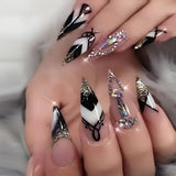 Xpoko 24Pcs long stiletto False Nails Wearable  Almond Fake Nails Pink Leopard Print Design Bright color Full Cover Press on Nails