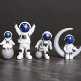 Xpoko 4 pcs Astronaut Figure Statue Figurine Spaceman Sculpture Educational Toy Desktop Home Decoration Astronaut Model For Kids Gift