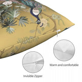 Xpoko Chinoiserie Fengshui Golden Peacock Square Pillowcase Polyester Linen Velvet Creative Zip Decor Pillow Case Bed Cushion Cover