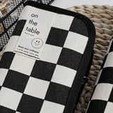 Xpoko Kawaii Checkerboard Pencil Case Large Capacity Canvas Pen Bag Fashion Stationery Box Back to Schoolfor Girls School Supplies