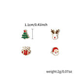 Xpoko Christmas Gifts 4 Pcs/set Cute Small Enamel Christmas Earrings for Women Trendy Santa Claus Elk Xmas Tree Stud Earrings Girls Party Jewelry Gift