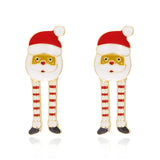 Xpoko Christmas Gifts Creative Long Legs Santa Claus Christmas Earrings for Women Cute Painting Oil Animal Elk Christmas Tree Earring New Year Jewelry