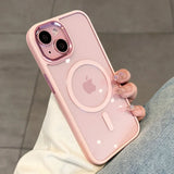 Xpoko Shockproof Magnetic Wireless Charge Phone Case For iPhone 15 14 13 12 11 Pro Max 15 Plus Luxury Magsafe Hard Back pink Cover