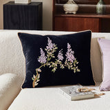 Xpoko Wisteria Pillow Cushion Cover Antique Atmosphere Sofa Decorative Cushion Black Retro Room Decor Bedside Pillow Waist Pillowcase