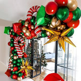 Xpoko Christmas Party Balloon Set Candy Cane Aluminum Film Balloon Red Green White Christmas New Year Balloon Chain Arch Wreath Set