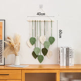 Xpoko Handmade Woven Leaf Macrame Hanging Ornament Bohemian Cotton Rope Woven Walls Hanging Decoration For Bedroom Living Room Wall