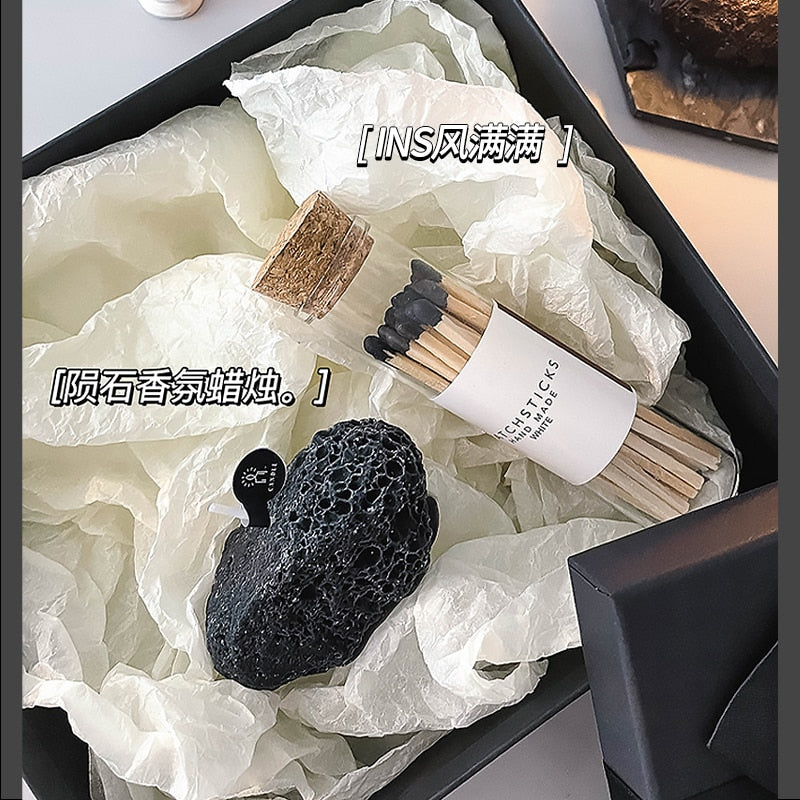 Xpoko Home decor souvenirs meteorite stone scented candle diy handmade creative birthday gifts home decoration ornaments small candle